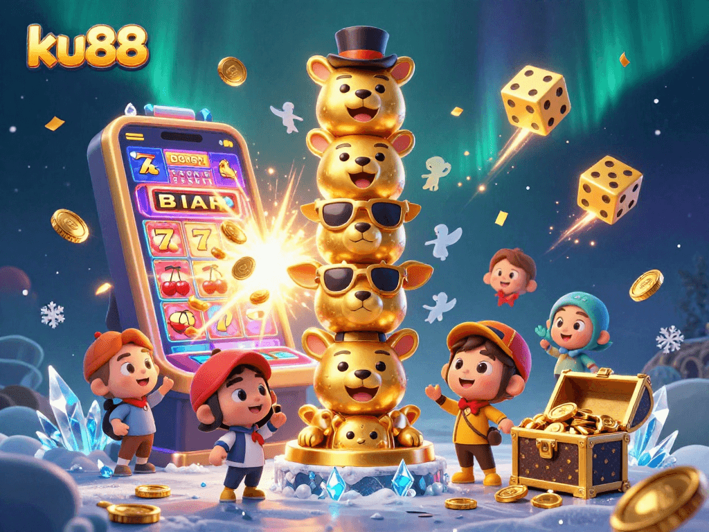 Experience ku88's vibrant casino environment with animated totem, jackpot symbols, and immersive gameplay elements.