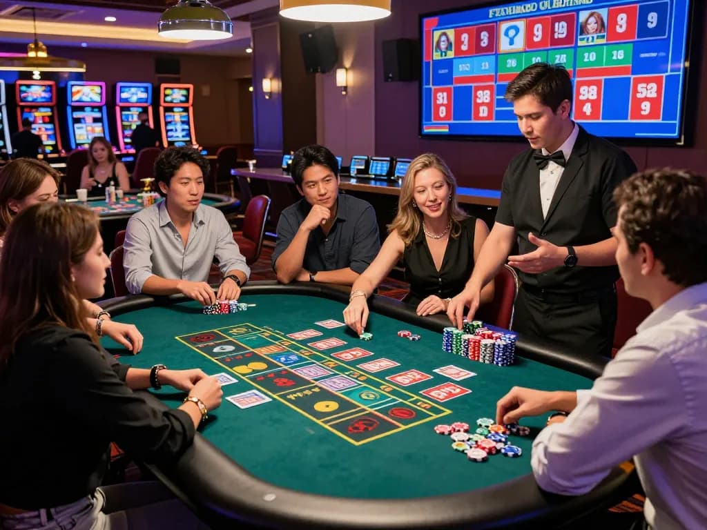 Exciting scene of players engaging in Đăng ký Lucky88 at a vibrant casino roulette table.