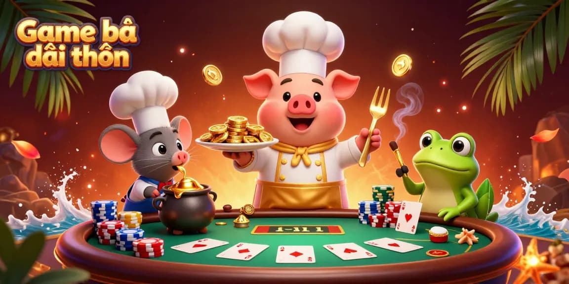 Experience the thrill of Game bài đổi thưởng with a lively scene of characters in a vibrant casino.
