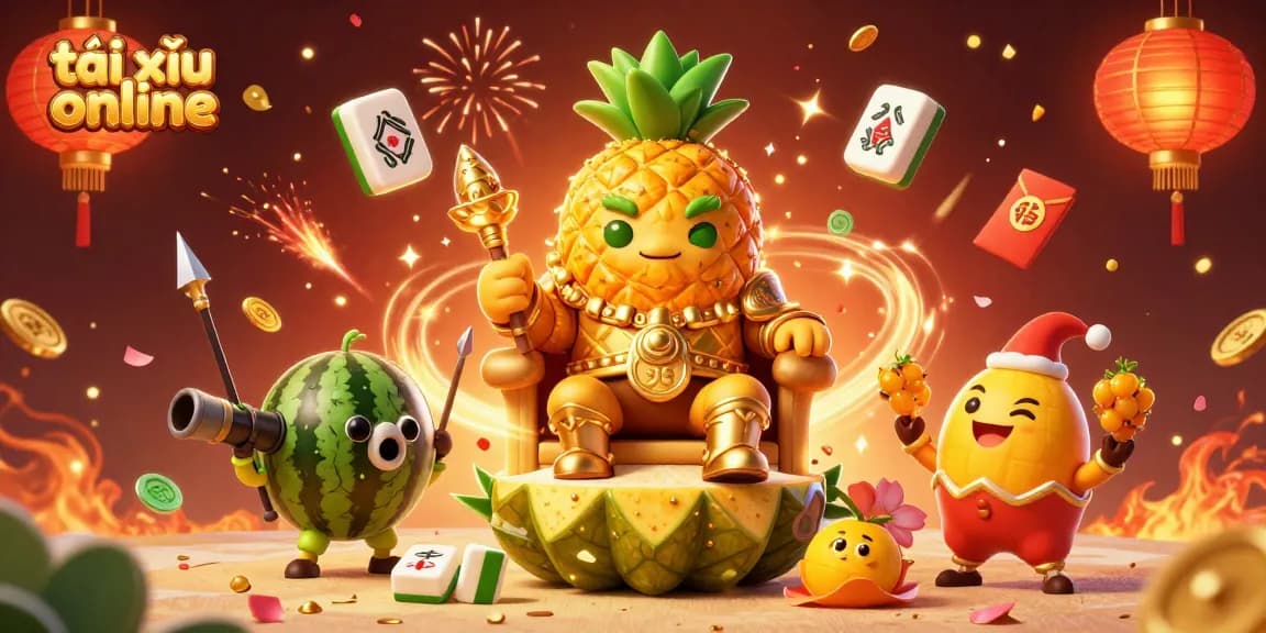 Engage in thrilling tài xỉu online action with vibrant gaming elements in a festive scene.