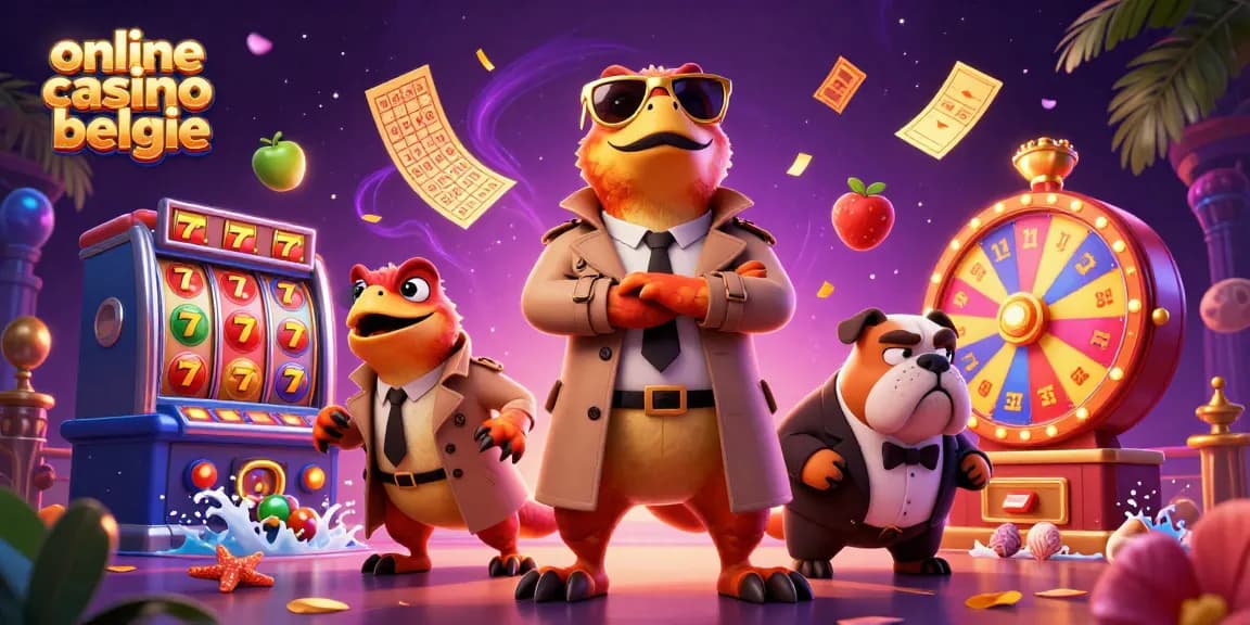 Experience dynamic gaming thrills at online casino belgie with cartoon raptors and casino elements.