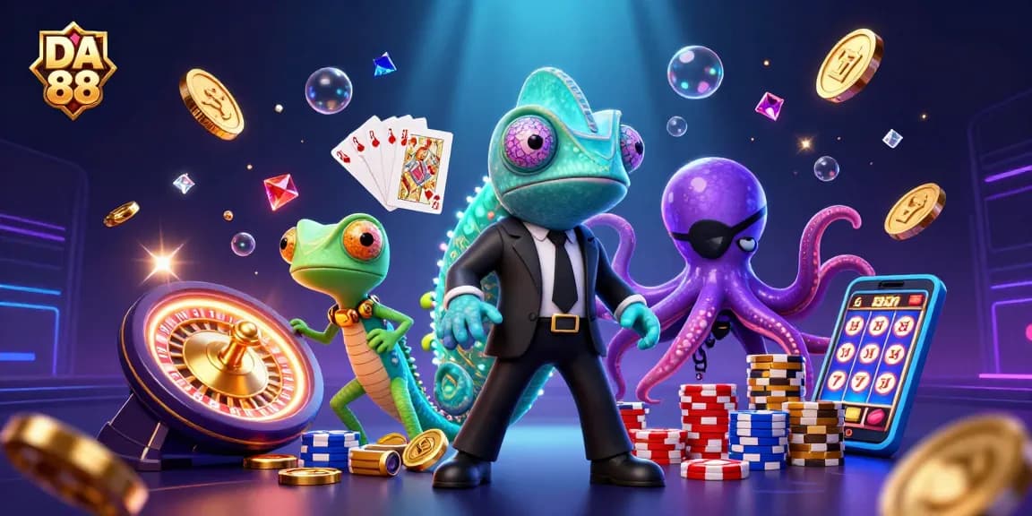 Engage with thrilling DA 88 gameplay featuring a secret agent and vibrant casino elements.