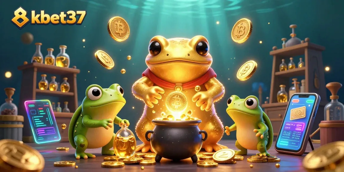 Engage with exciting gameplay at 8kbet37, featuring golden salamander alchemists and crypto symbols.