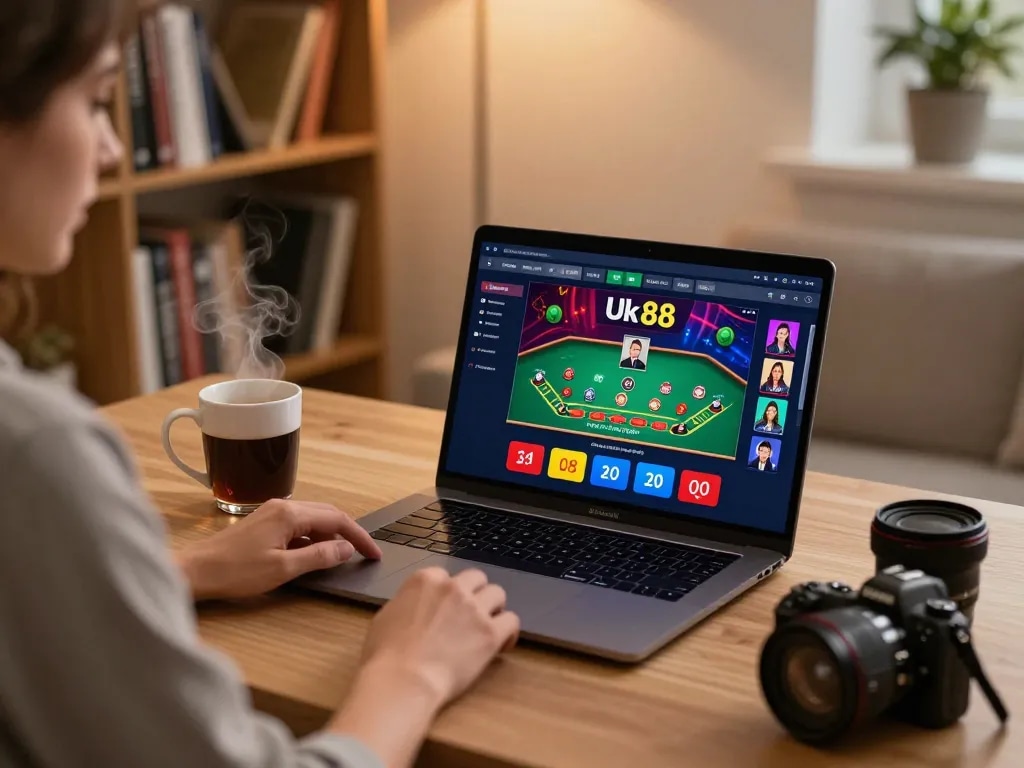 Engaging moment at Uk 88 online casino, a player intensely focused on live blackjack game