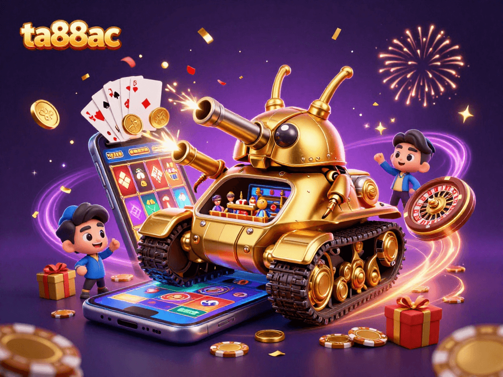 ta88ac features a golden beetle tank with a miniature casino, showcasing thrilling gaming elements.