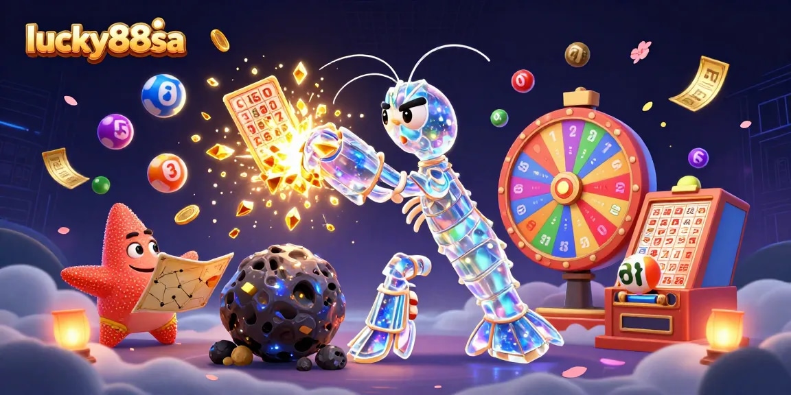 Spin to win with lucky88sa - vibrant casino-themed digital art showcasing galactic characters and colorful gaming elements.