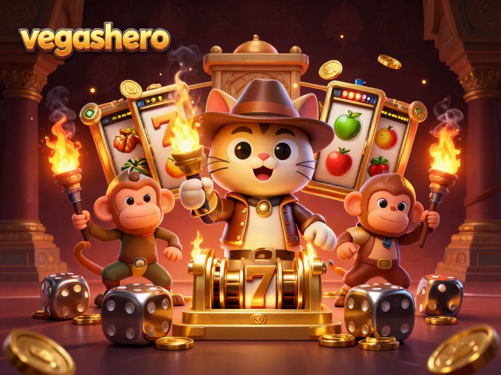 Engage with vegashero's thrilling slot adventure featuring an archaeologist cat and iconic elements.