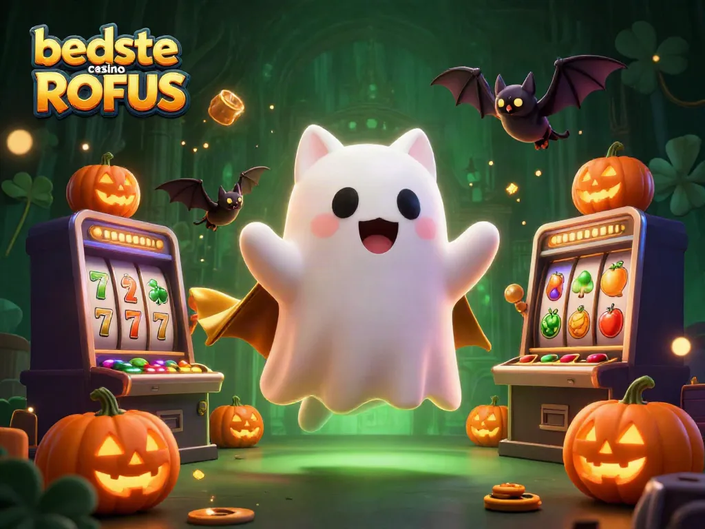 Experience the best casino uden ROFUS with a friendly ghost cat and dazzling slot elements in action.