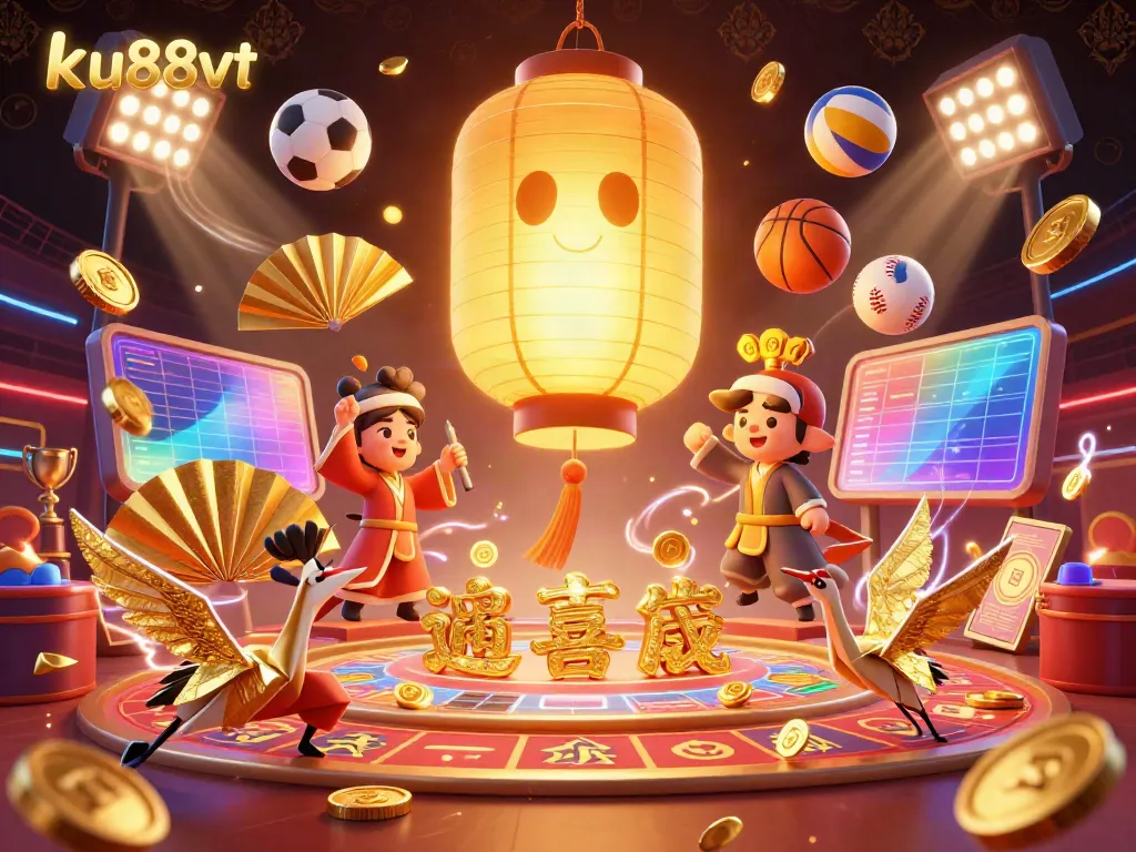 Engage with ku88vt on thrilling casino games featuring golden lanterns and dynamic sports elements.