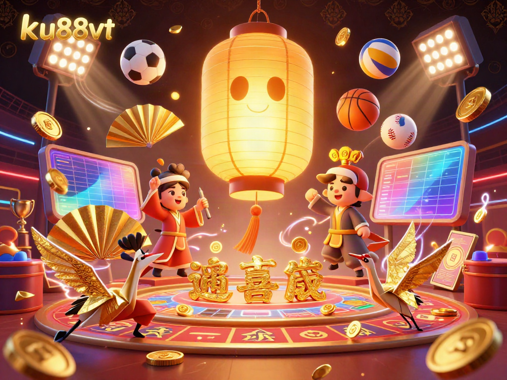 Engage with ku88vt on thrilling casino games featuring golden lanterns and dynamic sports elements.