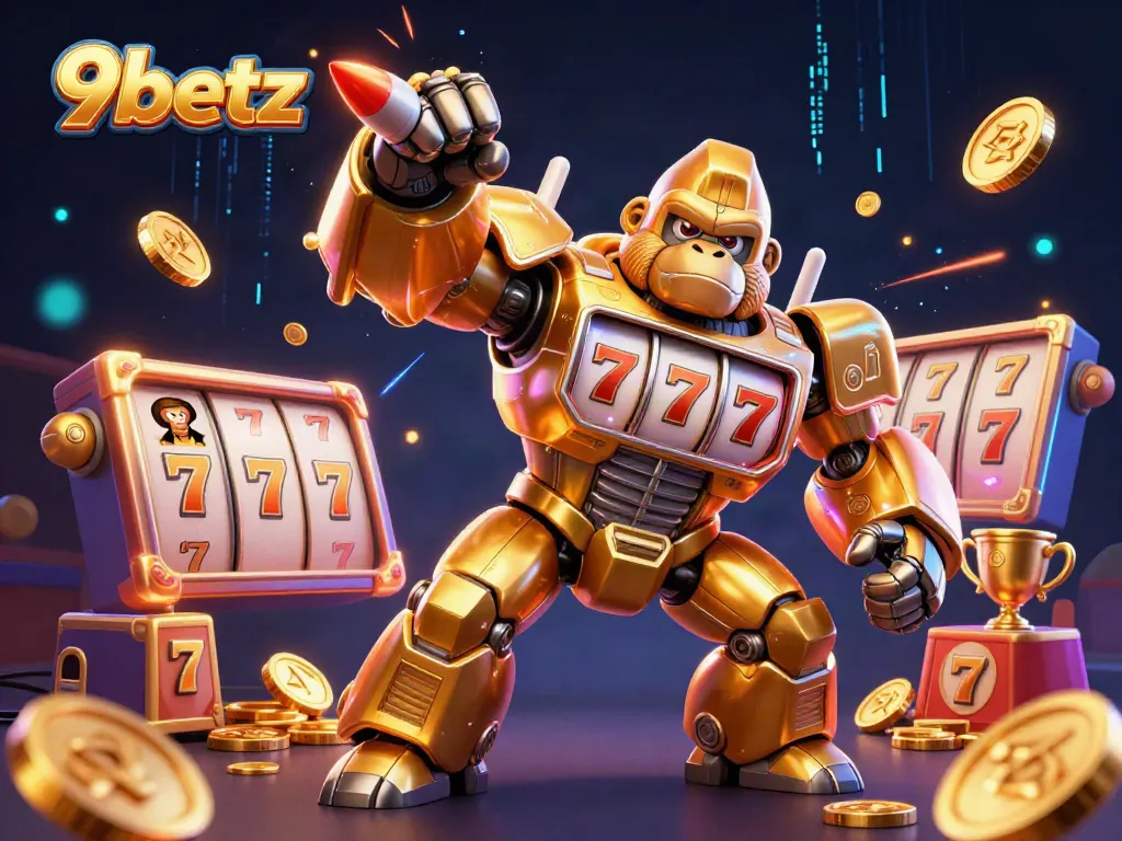 Experience top-tier slots and jackpots at 9betz with an explosive golden gorilla mech and dynamic game elements.