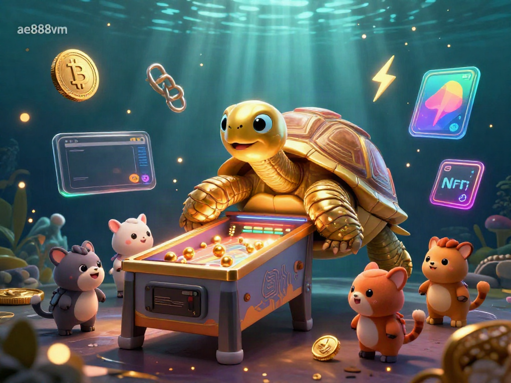 Spin and win with ae888vm at a vibrant casino scene featuring a golden tortoise pinball machine.