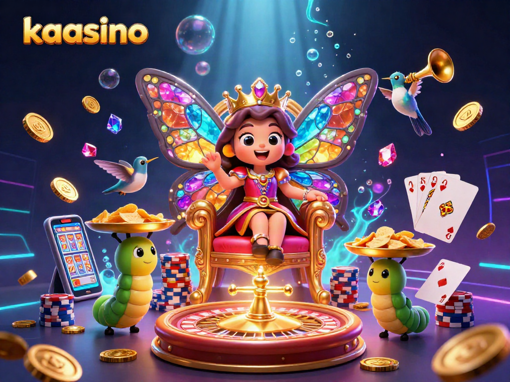 Engage in thrilling action at kaasino with cartoon characters celebrating amidst golden coins and vibrant game elements.