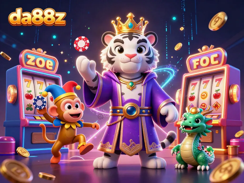 Experience the vibrant slot gaming vibes at da88z with playful characters and casino elements.