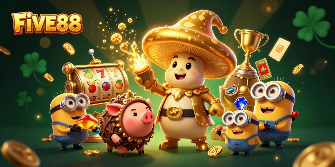 Experience magical winnings with FIVE88's enchanting gaming realm of gold and slot machines.