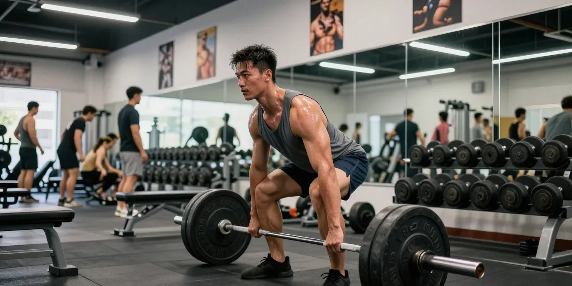 Prime Pharma Steroiden bodybuilder lifting weights in a vibrant gym.