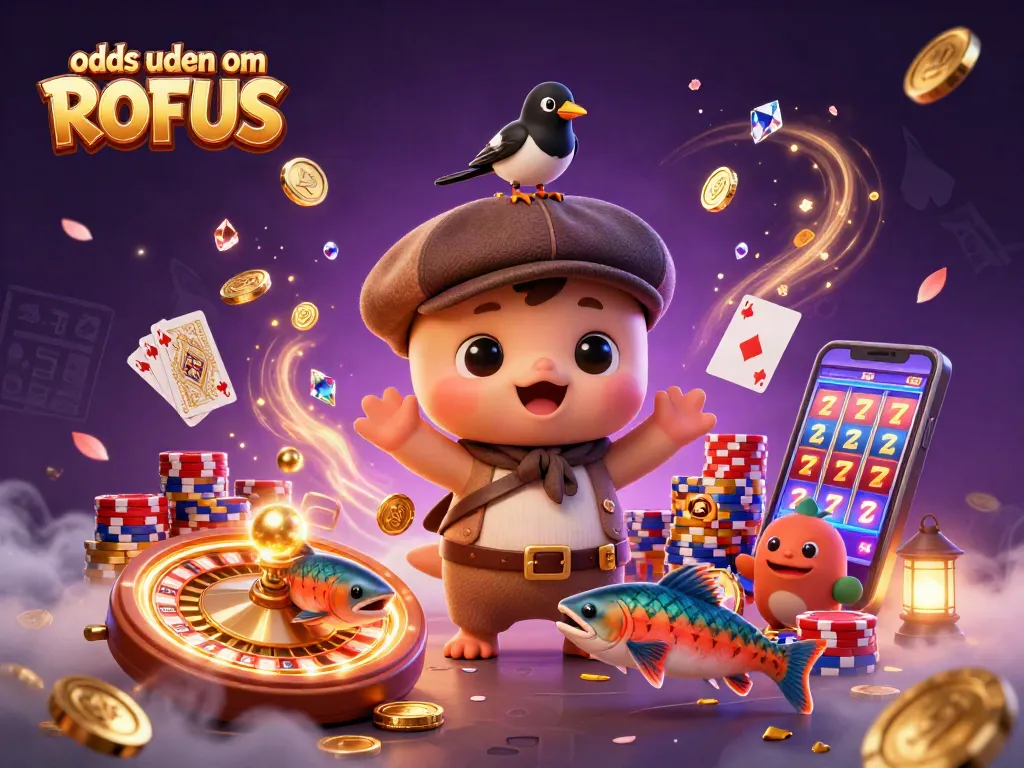 Place bets with odds uden om ROFUS featuring a playful baby Nessie and vibrant casino elements.