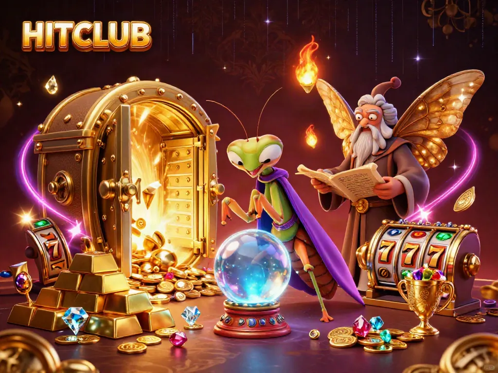 Experience the thrill with HITCLUB's vibrant 3D digital casino illustration showcasing fortune and fun.