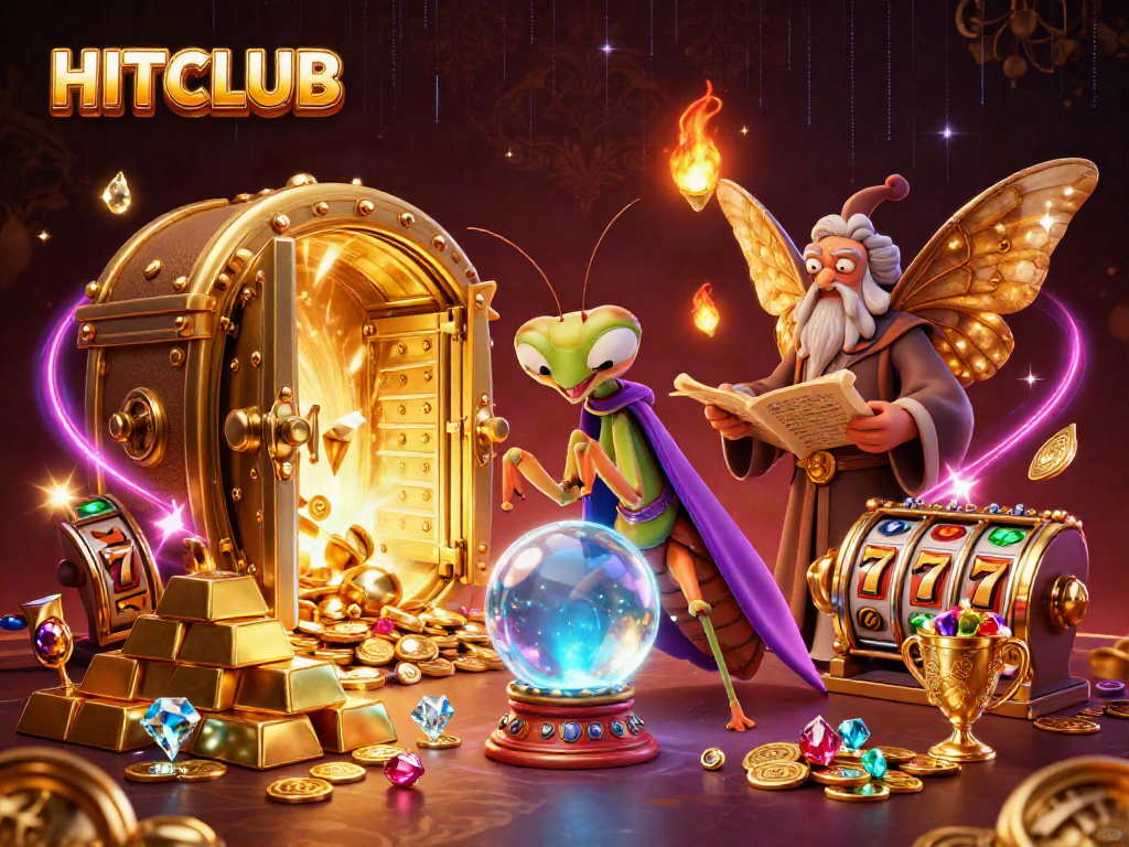 Experience the thrill with HITCLUB's vibrant 3D digital casino illustration showcasing fortune and fun.