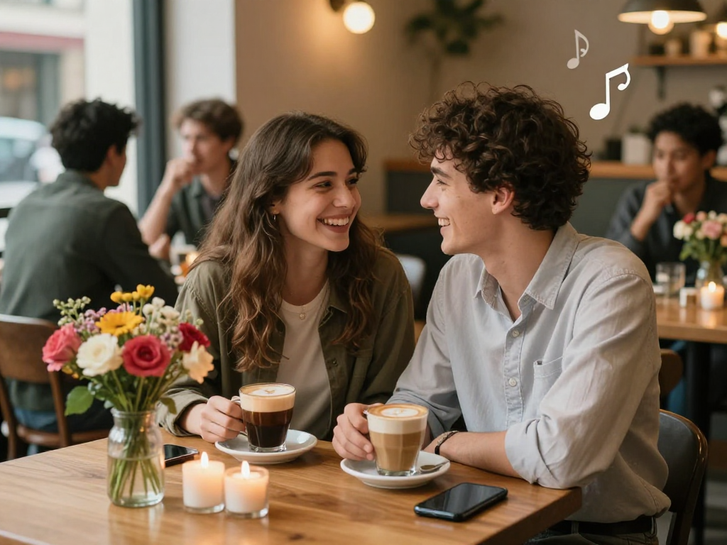 Couple enjoying a romantic date at a café, highlighting the essence of F168 dating experiences