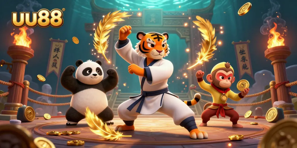 Engage with exciting gameplay at uu88 as the kung fu tiger master shows off his winning stance.