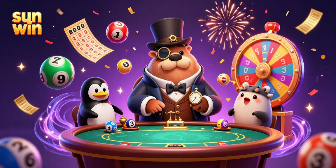 Engage in thrilling gameplay at sun win with vibrant lottery balls and dynamic gambling elements.