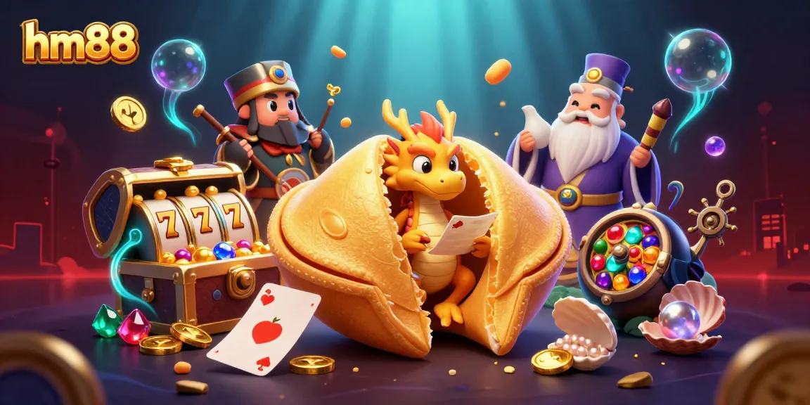 Experience exciting gameplay with hm88's vibrant illustration of fortune, luck, and wealth in a casino setting.