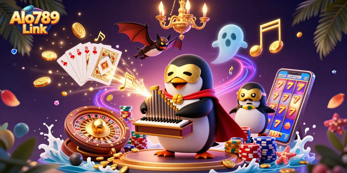 Play exciting games with Alo789 Link, featuring a vibrant scene of a pipe organ and golden coins.