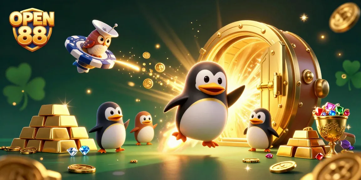Win big at OPEN 88 with a colorful casino-themed 3D illustration showcasing the excitement of gaming.